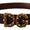 Style Tribute Dolce & Gabbana Women's Brown Exotic Leather Logo Buckle Amore Belt 2 Style Tribute Dolce & Gabbana Women's Brown Exotic Leather Logo Buckle Amore Belt -Best Jewelry Store 155514383