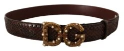 Style Tribute Dolce & Gabbana Women's Brown Exotic Leather Logo Buckle Amore Belt