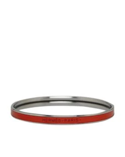 Style Tribute Hermes Women's Orange Enamel Extra Narrow Bangle Jewelry In Orange
