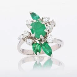 Sarl Baume French 1970s Emerald Diamond 18 Carat White Gold Ring -Best Jewelry Store 16 05201 master