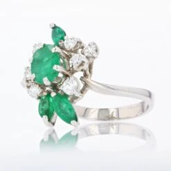 Sarl Baume French 1970s Emerald Diamond 18 Carat White Gold Ring -Best Jewelry Store 16 05202 master