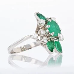 Sarl Baume French 1970s Emerald Diamond 18 Carat White Gold Ring -Best Jewelry Store 16 05204 master