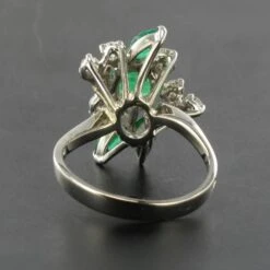 Sarl Baume French 1970s Emerald Diamond 18 Carat White Gold Ring -Best Jewelry Store 16 052 03 master