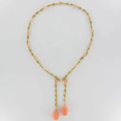 Sarl Baume French "Belle Epoque" Coral Angel Skin Diamond Yellow Gold "Neglige" Necklace -Best Jewelry Store 17 285 04 master