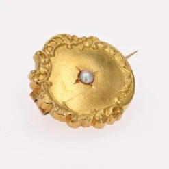 Sarl Baume French 20th Century Fine Pearl 18 Karat Yellow Gold Collar Brooch -Best Jewelry Store 18 05704 master