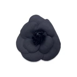 Opherty Ciocci CHANEL Vintage Black Silk Camelia Pin Camellia Flower Brooch