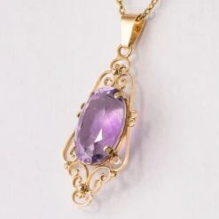 Sarl Baume French 19th Century 16.5 Carat Amethyst 18 Karat Rose Gold Pendant -Best Jewelry Store 19 277 5 master