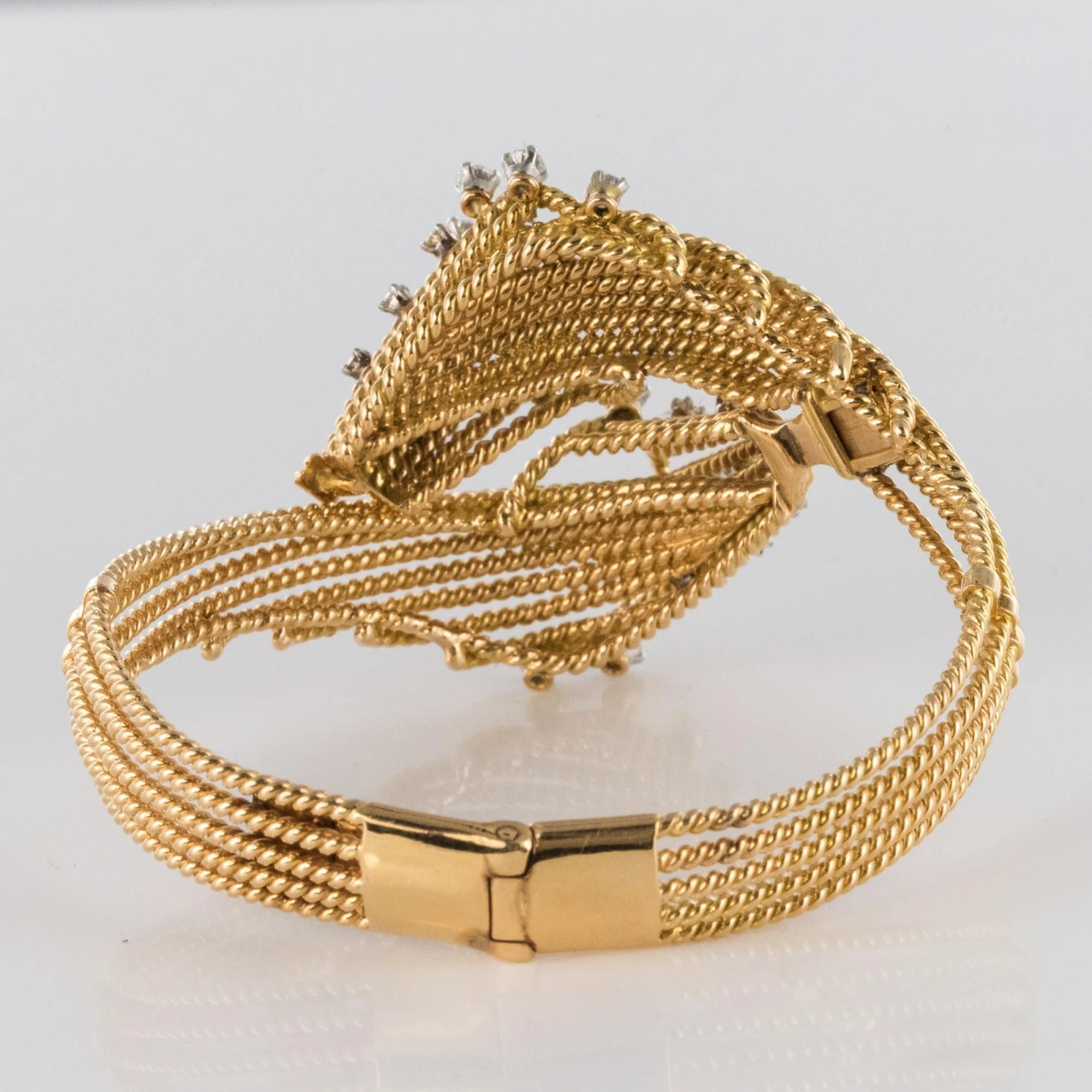 Sarl Baume French 1950s Diamonds Platinum 18 Karat Yellow Gold Thread Bracelet 13 Sarl Baume French 1950s Diamonds Platinum 18 Karat Yellow Gold Thread Bracelet - Image 11