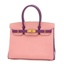 ELADY HERMES Birkin 30 Epson Handbag Personal Rose Confetti Anemone Matte