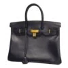ELADY HERMES Handbag Birkin 35 C Engraved Box Calf Navy Ladies