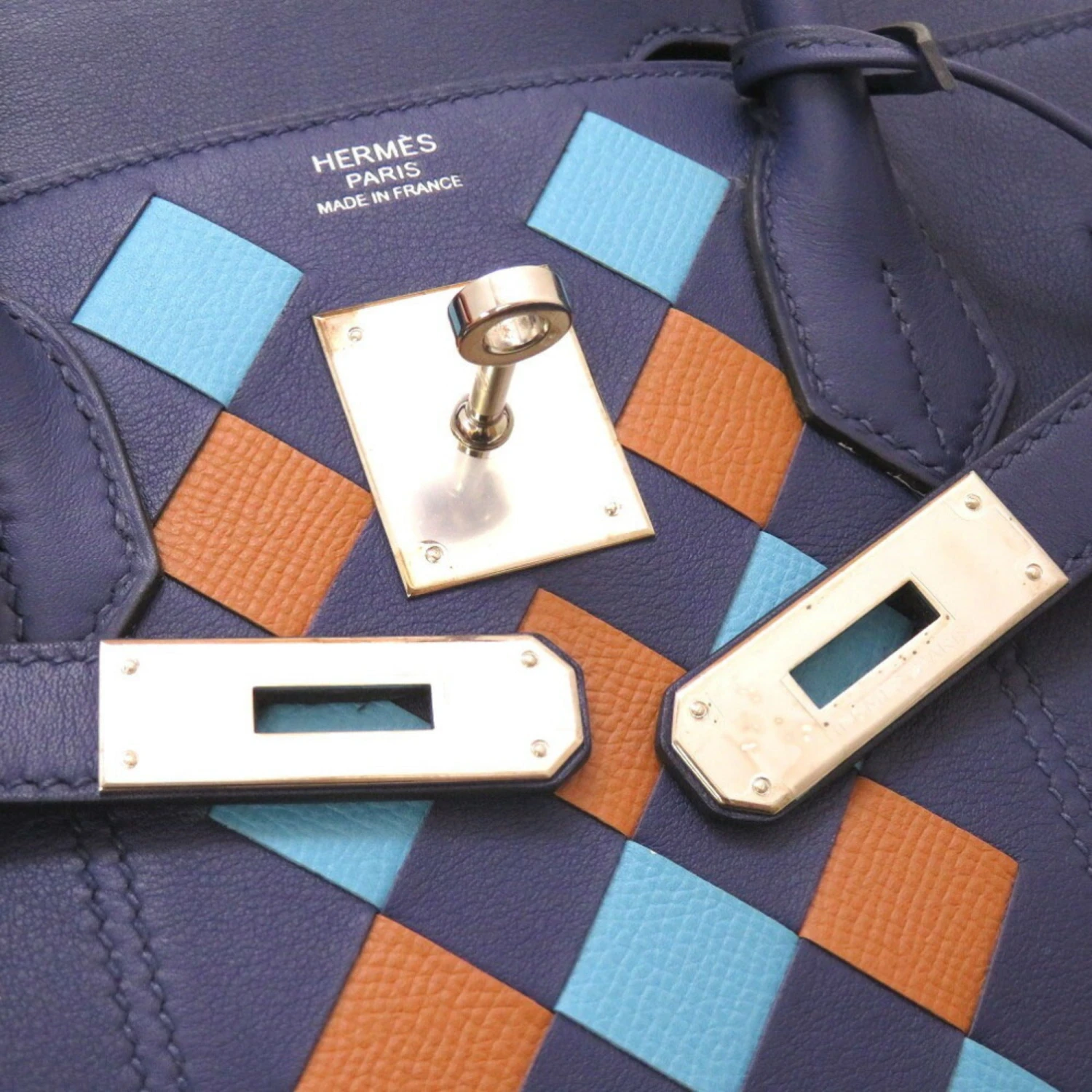 ELADY HERMES Birkin 30 Tresage De Cuir Vaux Epson Swift Blue Ankle Gold Dunor D Stamp Handbag 9 ELADY HERMES Birkin 30 Tresage De Cuir Vaux Epson Swift Blue Ankle Gold Dunor D Stamp Handbag - Image 7