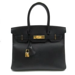 ELADY HERMES Birkin 30 Black Noir Black Epsom Calfskin [cowhide]