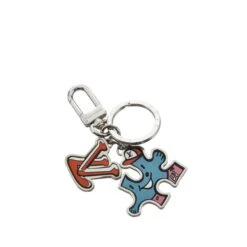 ELADY LOUIS VUITTON Porto Cle Puzzle Bag Charm Key Holder Ring MP3453 Silver Multicolor Metal Leather Ladies