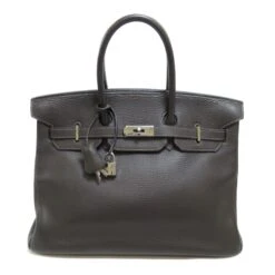 ELADY HERMES Birkin 35 Handbag Black Togo Leather Leather