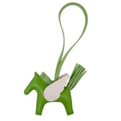 ELADY HERMES Rodeo Pegasus PM B Stamp 2023 Anjou Miro Swift Vert Yucca Mauve Pale Cricket Bag Charm Leather Women's Men's Green Light Pink