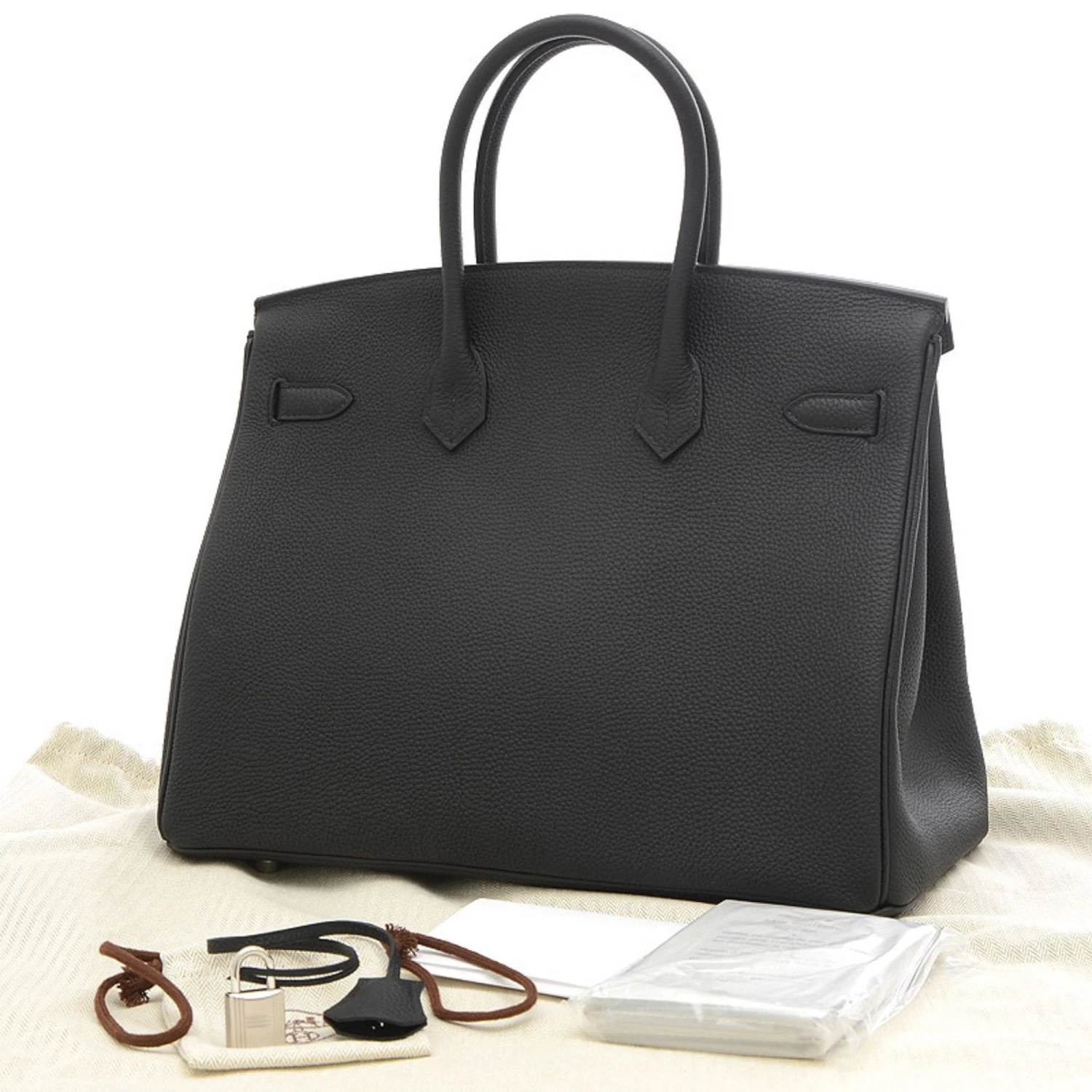 ELADY HERMES Birkin 35 Togo Black Handbag Silver Hardware B Engraved 4 ELADY HERMES Birkin 35 Togo Black Handbag Silver Hardware B Engraved - Image 2