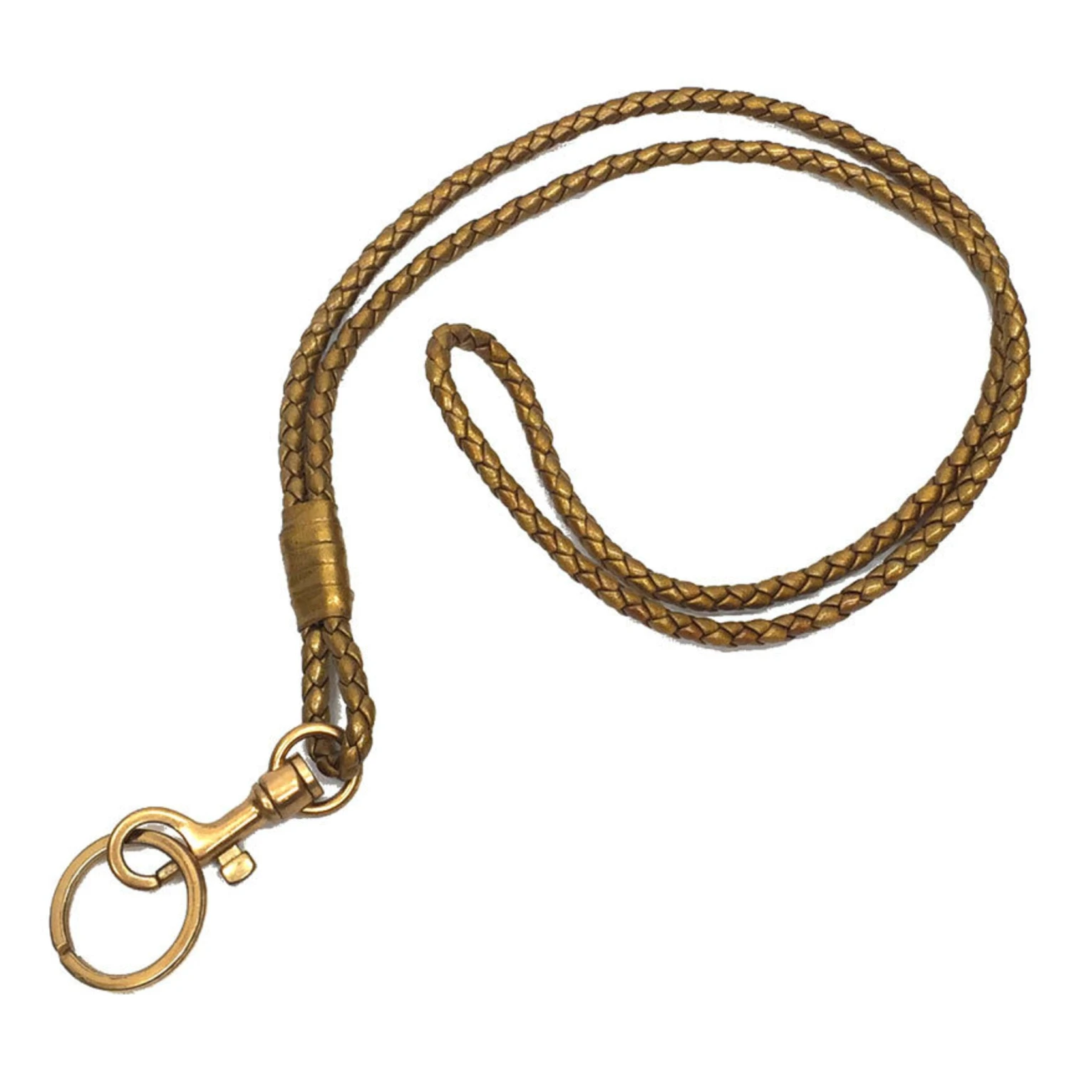 ELADY BOTTEGA VENETA Neck Strap Key Ring Keychain Intrecciato Leather Gold Aq9409 3 ELADY BOTTEGA VENETA Neck Strap Key Ring Keychain Intrecciato Leather Gold Aq9409