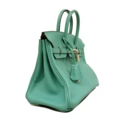 ELADY Hermes Handbag Birkin 25 X Stamp Swift Blue Atoll Silver Metal -Best Jewelry Store 2000 56727685 a03a 4034 843b dbd7bf1377ba