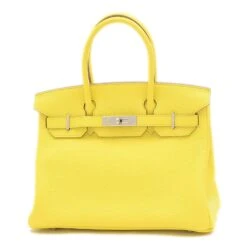 ELADY HERMES Birkin 30 Taurillon Clemence Lime Handbag Silver Hardware U Stamp