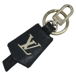 ELADY LOUIS VUITTON LV Cloche Cle Keychain Key Ring M68020 Black Silver Leather Metal Men's