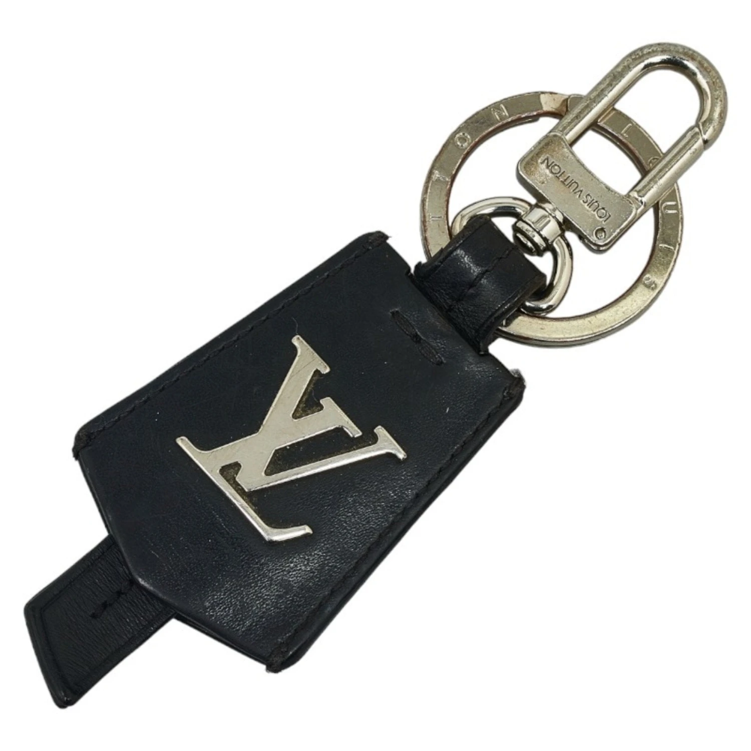 ELADY LOUIS VUITTON LV Cloche Cle Keychain Key Ring M68020 Black Silver Leather Metal Men's 2 ELADY LOUIS VUITTON LV Cloche Cle Keychain Key Ring M68020 Black Silver Leather Metal Men's