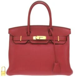ELADY HERMES Birkin 30 Taurillon Clemence Rouge Grenat X Stamp [2016] Handbag Bag Red 0157