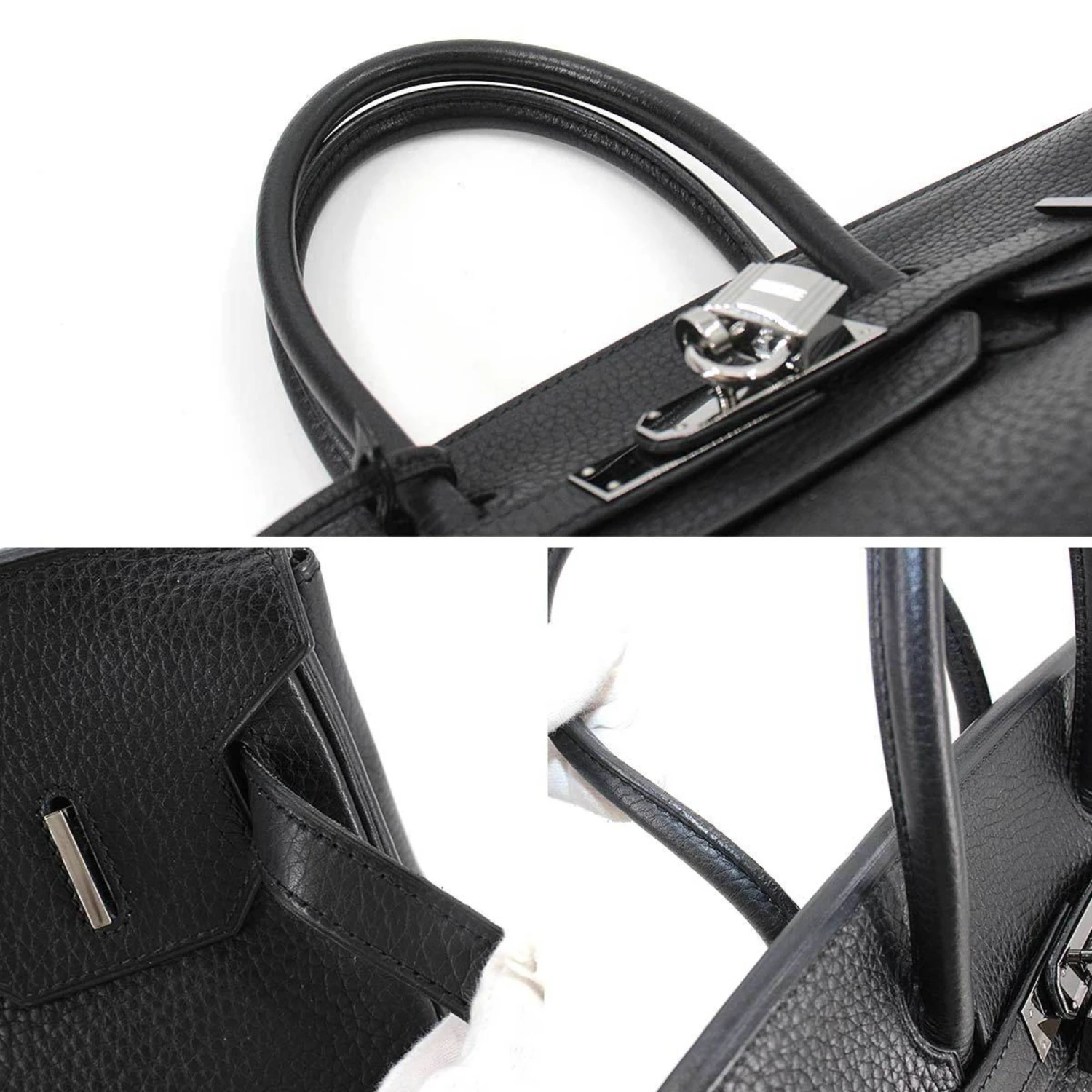 ELADY Hermes Birkin 30 Hand Bag Taurillon Clemence Black I Engraved Ruthenium Metal Fittings 10 ELADY Hermes Birkin 30 Hand Bag Taurillon Clemence Black I Engraved Ruthenium Metal Fittings - Image 8