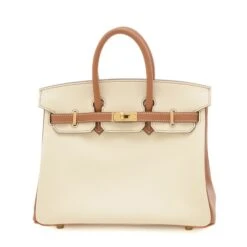 ELADY HERMES Birkin 25 Swift Handbag Nata Gold Champagne B Engraved Order