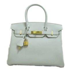 ELADY HERMES Birkin 30 Grease Pail Handbag White Grease Pail Togo Leather Leather