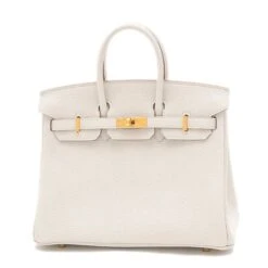 ELADY HERMES Birkin 25 Togo Handbag Gripere Gold Metal Fittings B Engraving