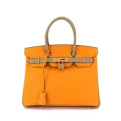 ELADY HERMES Birkin 30 Hand Bag Epson Jaune Doll Trench SPO C Carved Seal Gold Metal Fittings