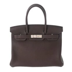 ELADY HERMES Birkin 30 Chocolat Palladium Metal Fittings D Engraved [around 2019] Women's Taurillon Clemence Handbag