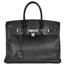 ELADY Hermes Birkin 35 Noir Chevre Coromandel R Engraved Black Handbag