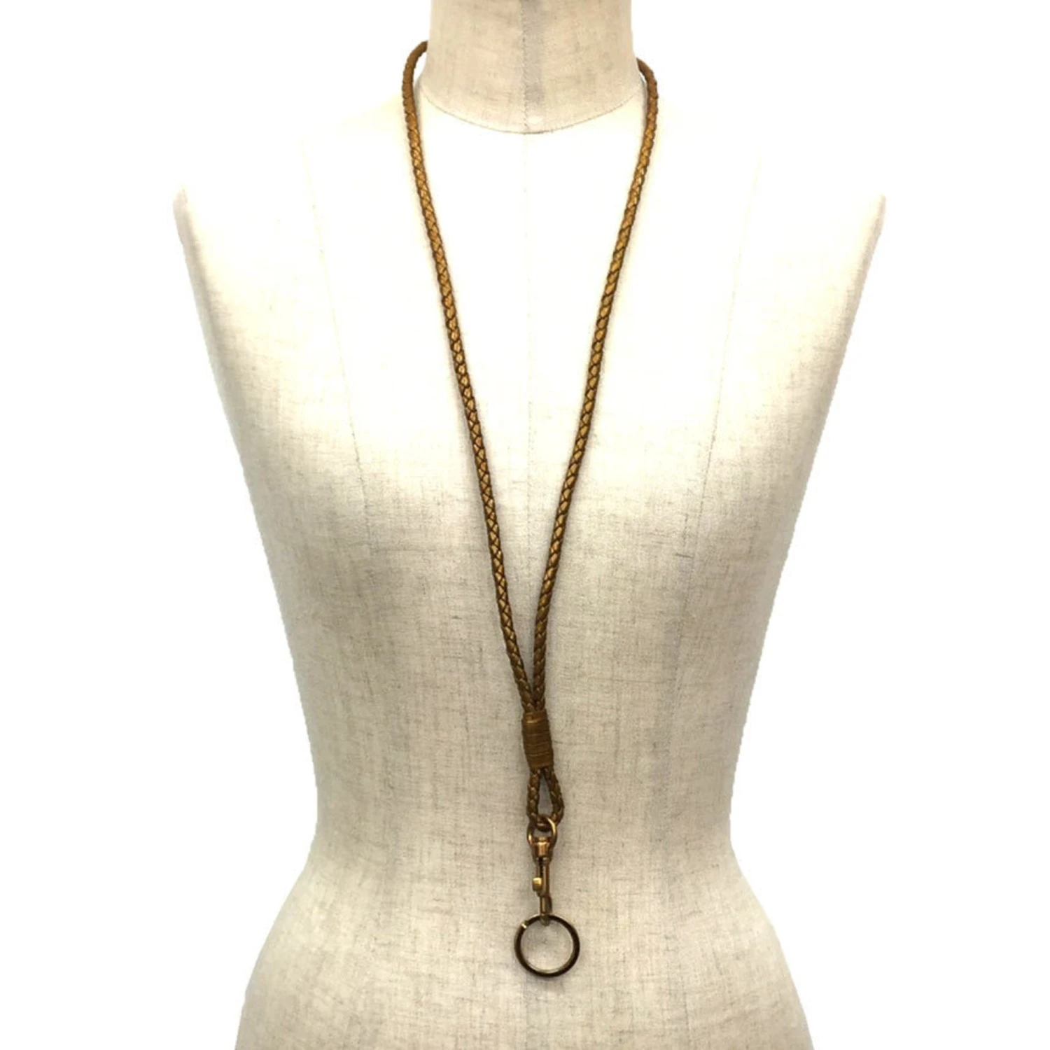 ELADY BOTTEGA VENETA Neck Strap Key Ring Keychain Intrecciato Leather Gold Aq9409 4 ELADY BOTTEGA VENETA Neck Strap Key Ring Keychain Intrecciato Leather Gold Aq9409 - Image 2