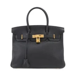 ELADY HERMES Birkin 30 Hand Bag Togo Black J Stamp Gold Hardware