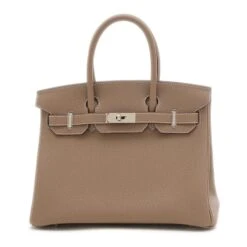 ELADY HERMES Birkin 30 Handbag Togo Etoupe B Engraved
