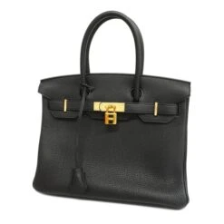 ELADY HERMES Handbag Birkin 30 Z Engraved Togo Black Gold Hardware Ladies