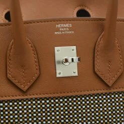 ELADY HERMES Birkin 25 Handbag Toile Cadrille/Swift Noisette Silver Hardware B Stamped -Best Jewelry Store 2000 c5ce6a43 eabd 481d 8127 793febac4391