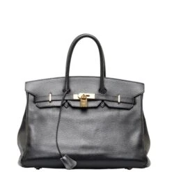 ELADY HERMES Birkin 35 Handbag Black Ardennes Women's