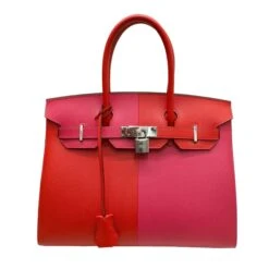 ELADY HERMES Birkin 30 Serie Kazak Epson Z Carved Handbag Rouge Cou Rose Extreme Blue Zanzibar Red Pink Vaux Women's