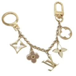 ELADY LOUIS VUITTON Keyring M65111 Fleur De Monogram Bag Charm Gold 180378