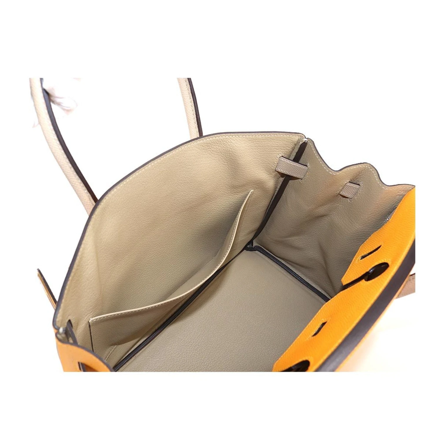 ELADY HERMES Birkin 30 Hand Bag Epson Jaune Doll Trench SPO C Carved Seal Gold Metal Fittings 9 ELADY HERMES Birkin 30 Hand Bag Epson Jaune Doll Trench SPO C Carved Seal Gold Metal Fittings - Image 7