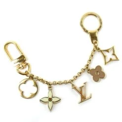 ELADY LOUIS VUITTON Fleur De Monogram Keychain Bag Charm Gold M65111 Women's