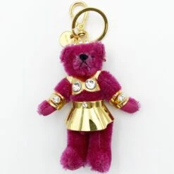 ELADY PRADA Charm Bear Animal Keychain Accessory Pink Gold Fashion Ladies USED