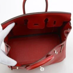 ELADY Hermes Birkin 25 Swift Rouge Piman Handbag Silver Hardware Y Engraved -Best Jewelry Store 2000 dfa8a108 9d21 49a2 9056 e3ec200ec3af