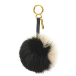 ELADY FENDI Pom Fur Charm Black Gray 7AR259