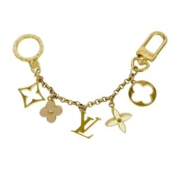 ELADY LOUIS VUITTON Keychain Fleur De Monogram M65111 Gold White Pink Men's Women's