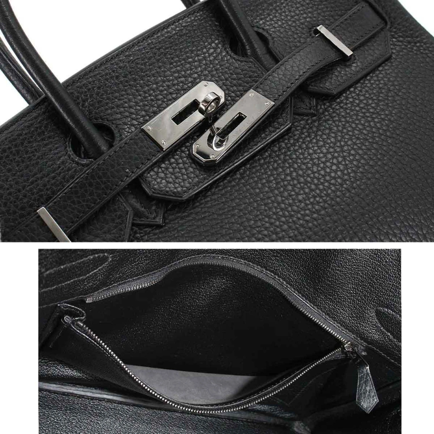 ELADY Hermes Birkin 30 Hand Bag Taurillon Clemence Black I Engraved Ruthenium Metal Fittings 11 ELADY Hermes Birkin 30 Hand Bag Taurillon Clemence Black I Engraved Ruthenium Metal Fittings - Image 9