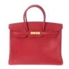 ELADY HERMES Birkin 35 Rouge Biff G Engraved [around 2003] Ladies Couchbel Handbag