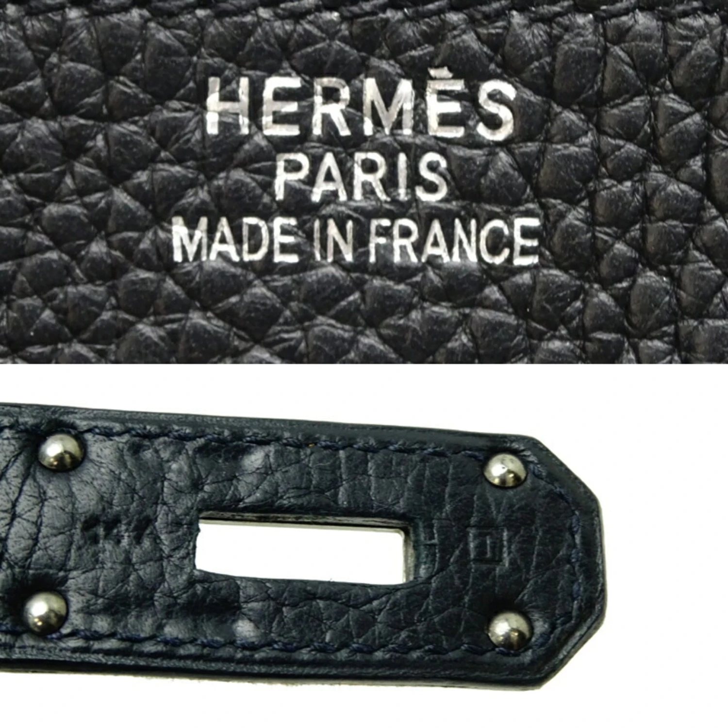 ELADY Hermes Shoulder Birkin 42 I Engraved Made In 2005 Ladies Handbag Taurillon Clemence Noir (black) X Silver (palladium) Metal Fittings 9 ELADY Hermes Shoulder Birkin 42 I Engraved Made In 2005 Ladies Handbag Taurillon Clemence Noir (black) X Silver (palladium) Metal Fittings - Image 7